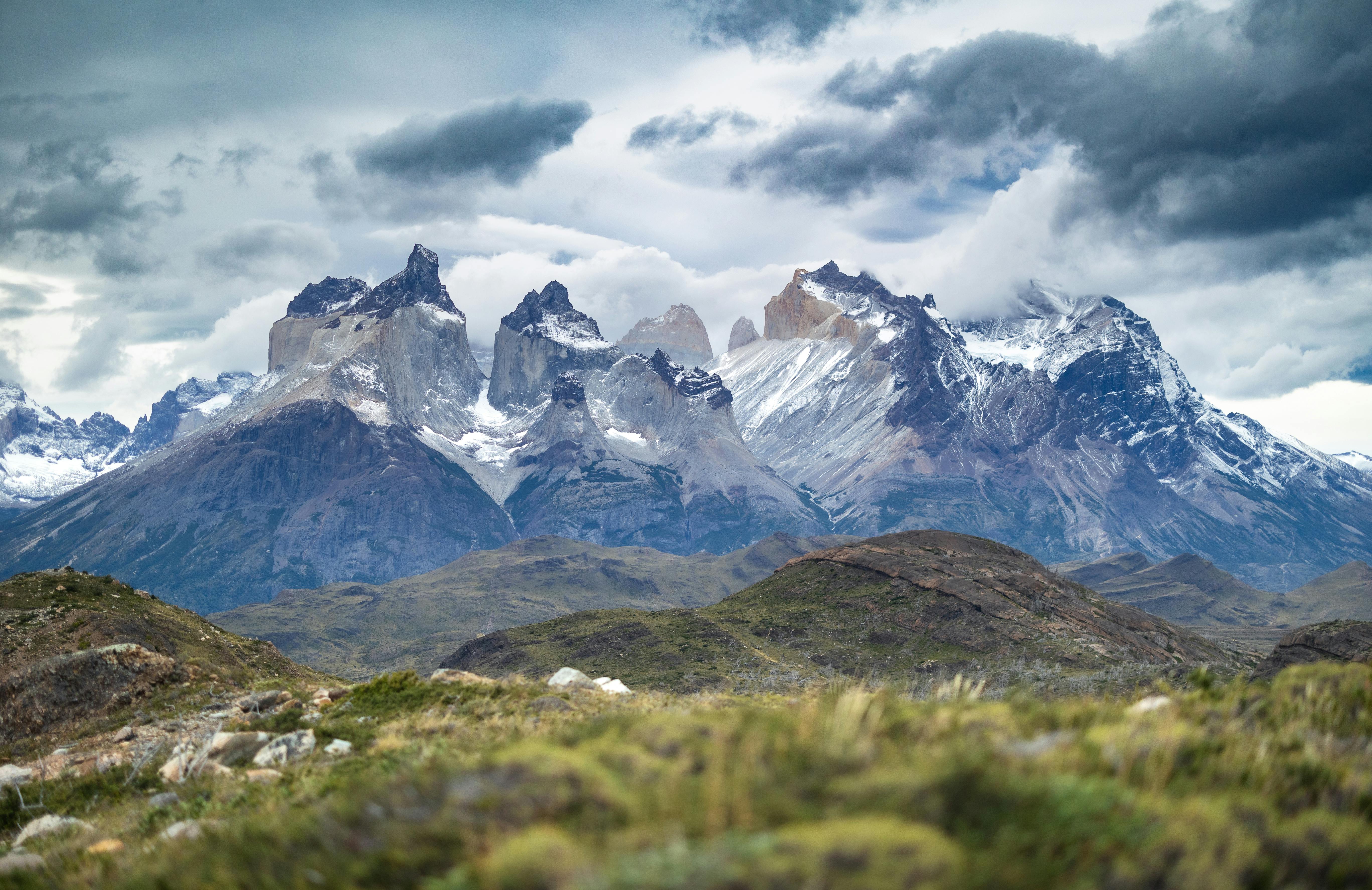 High-altitude mountains of the Andes and historical ruins