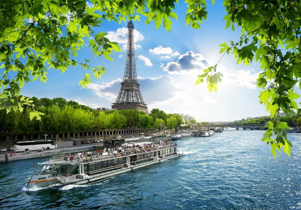 A scenic view of the Eiffel Tower and the River Seine