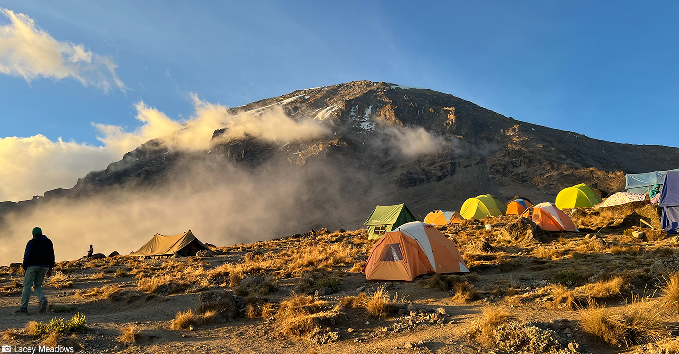 A clear view of Mount Kilimanjaro from the surrounding plains